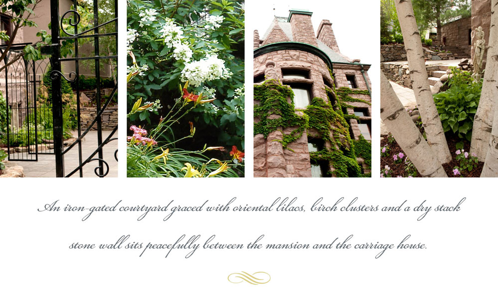 The property and gardens of The Van Dusen Mansion in Minneapolis, MN