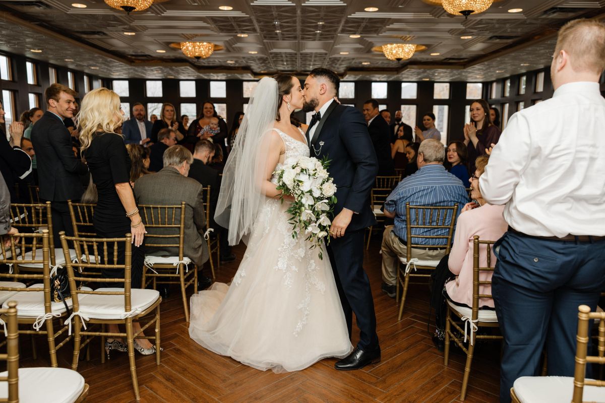 Bride and groom ballroom indoor ceremony 