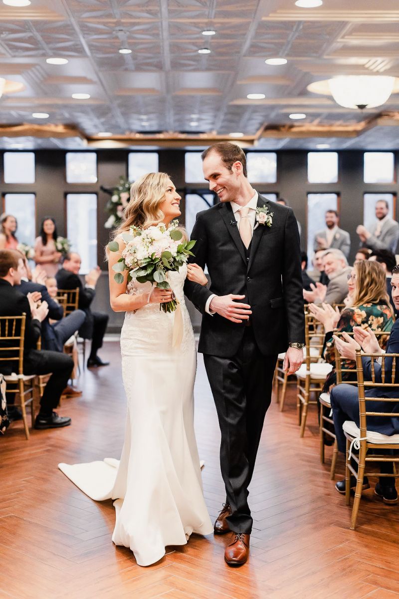 Bride and groom ballroom indoor ceremony 