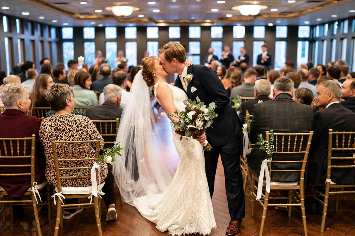 Bride and groom ballroom indoor ceremony 