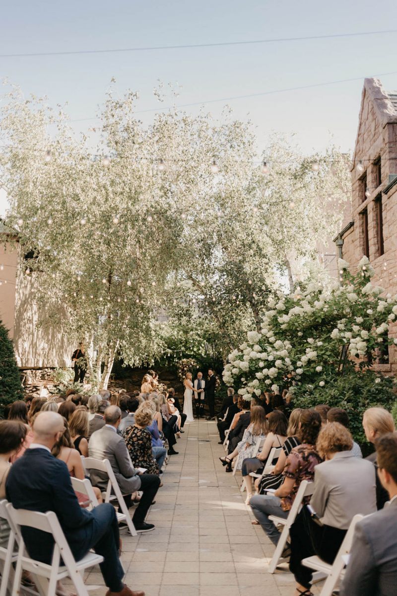 Bride and groom Van Dusen Mansion fall wedding 
