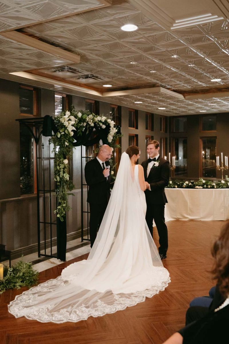 Bride and groom ballroom indoor ceremony 