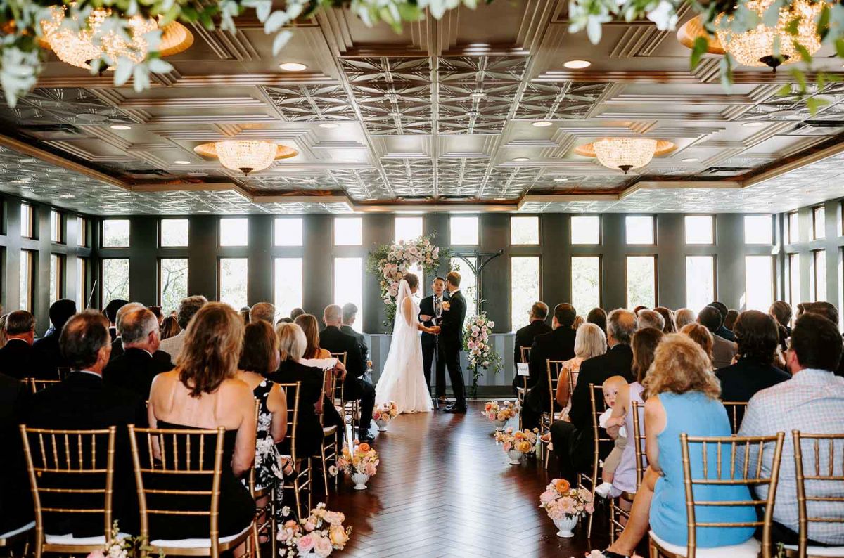 Bride and groom ballroom indoor ceremony 