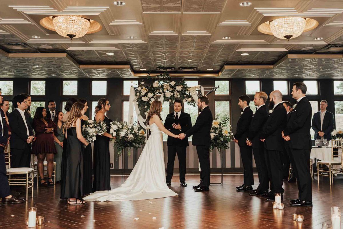 Bride and groom ballroom indoor ceremony 