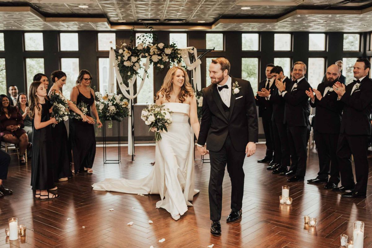 Bride and groom ballroom indoor ceremony 