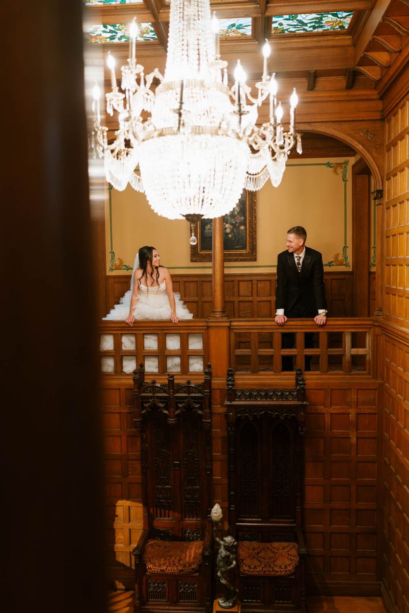 Bride and groom in the mansion 