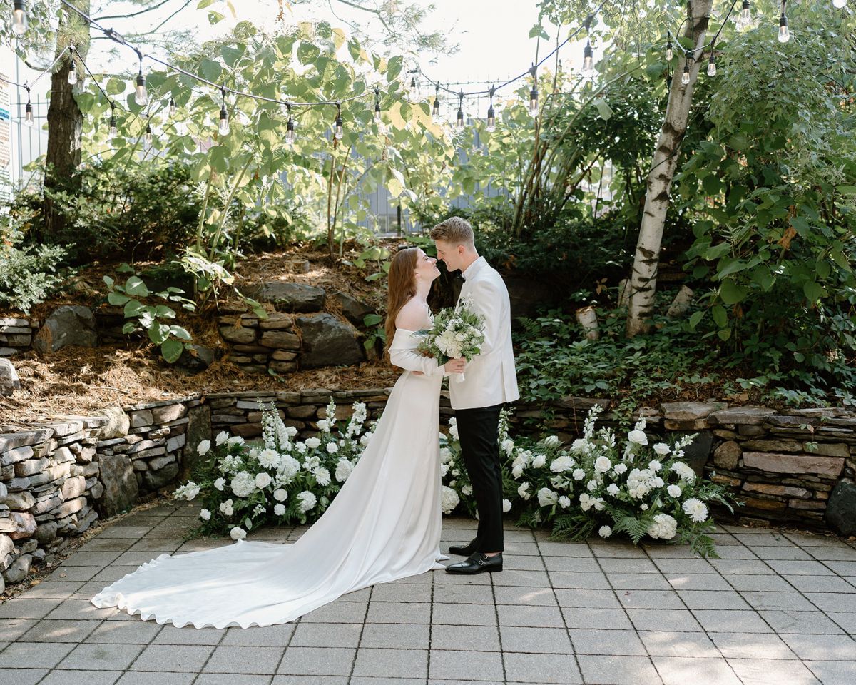 Bride and groom courtyard